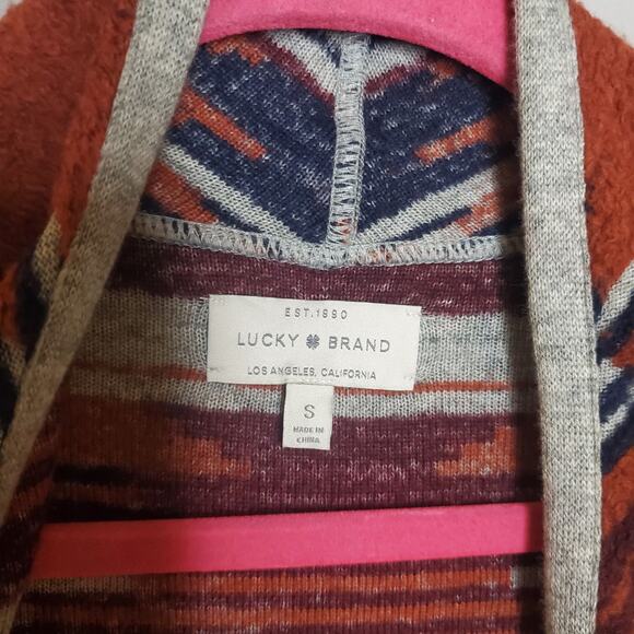 Lucky Brand Drape Front Aztec Sweater Cardigan Women's Size Small Blue Orange - Picture 7 of 15